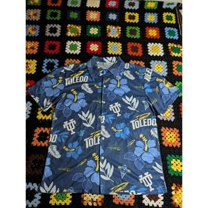 Toledo Rockets Baseball Blue Hawaiian Print Short Sleeve Shirt Size Large MAC